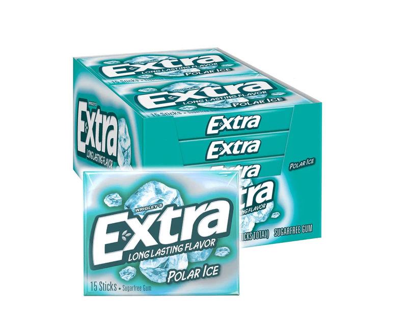 Wrigleys Extra Polar Ice Chewing Gum 15 Pieces x 10 Packs Sugar Free