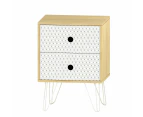 Foret Bedside Table Side Tables Drawers Nightstand Bedroom Storage Cabinet Wood White Handleless Art Deco 2 Options - Maple