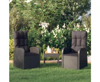 vidaXL Reclining Garden Chairs 2 pcs with Cushions Poly Rattan Black