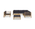 vidaXL 8 Piece Garden Lounge Set with Dark Grey Cushions Bamboo