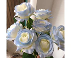 5Pcs Artificial Flower Rose Bright Color Long Lasting Attractive Decorative Fake Silk Flower Decoration Blue
