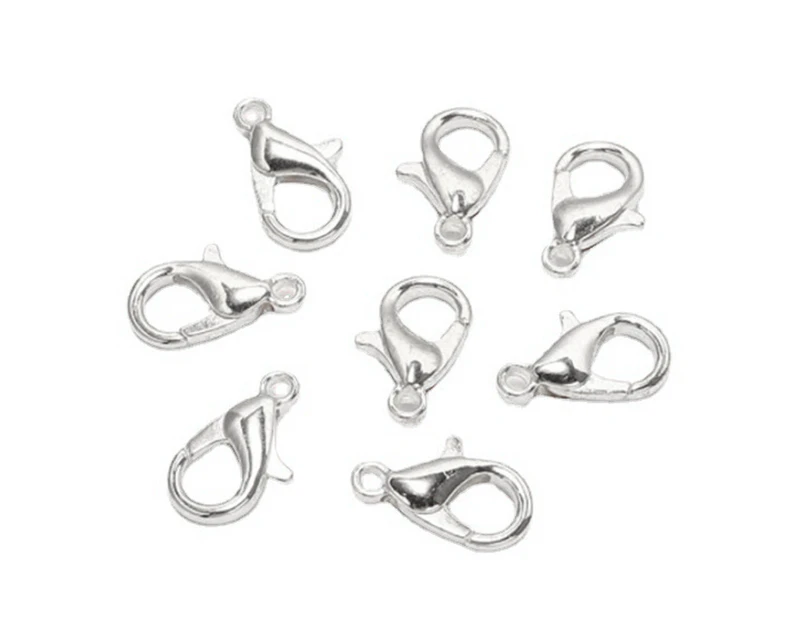 200Pcs Lobster Clasp Sturdy Zinc Alloy 0.5X0.2In Simple Multi Purpose Lobster Claw Clasps Silver