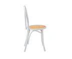 Oikiture Dining Chair Solid Wooden Chairs Ratan Seat White - White