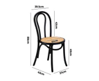 Oikiture Dining Chair Solid Wooden Chairs Ratan Seat Black - Black