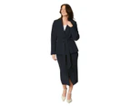 Principles Womens Belted Single-Breasted Blazer (Navy) - DH6708