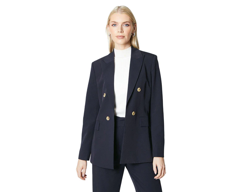 Principles Womens Double-Breasted Edge To Edge Blazer (Navy) - DH6719