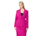 Principles Womens Belted Single-Breasted Blazer (Pink) - DH6708