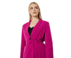 Principles Womens Belted Single-Breasted Blazer (Pink) - DH6708