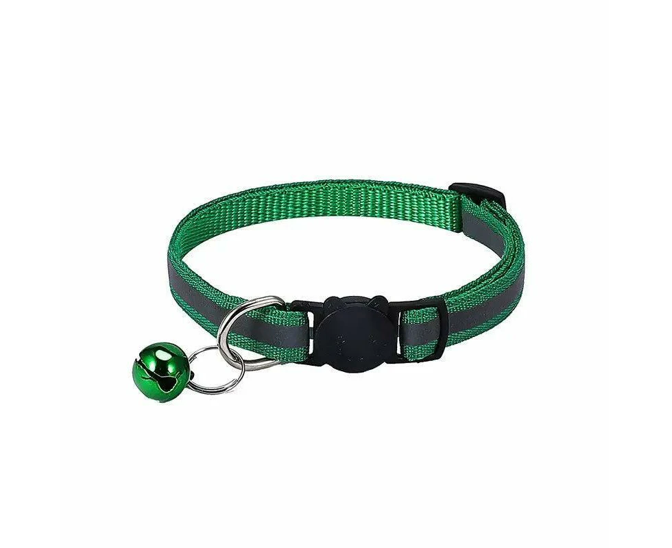 Pet Collar With Reflective Stripe 12 Colours - Apple Green