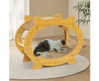Eco-Friendly Cat Scratcher Lounge - Natural Wood & Corrugated Board - Oval