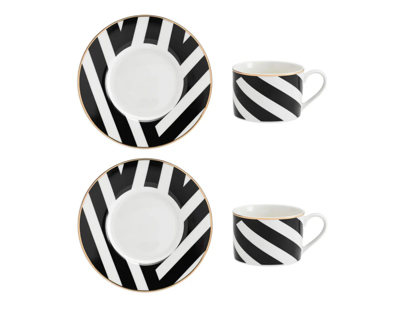 Mikasa 4-Piece Luxe Deco Geo Tea Cups & Saucers Set