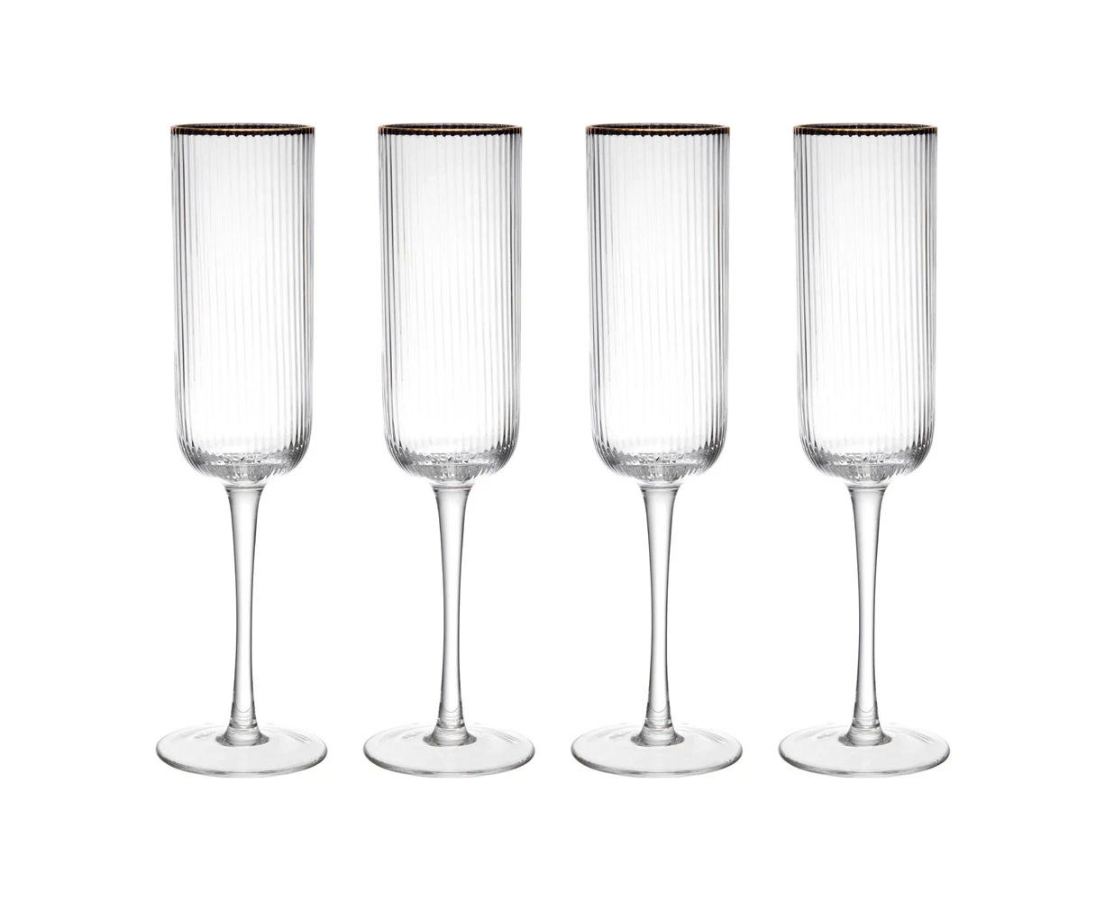 Set of 4 Mikasa 200mL Sorrento Crystal Flute Glasses