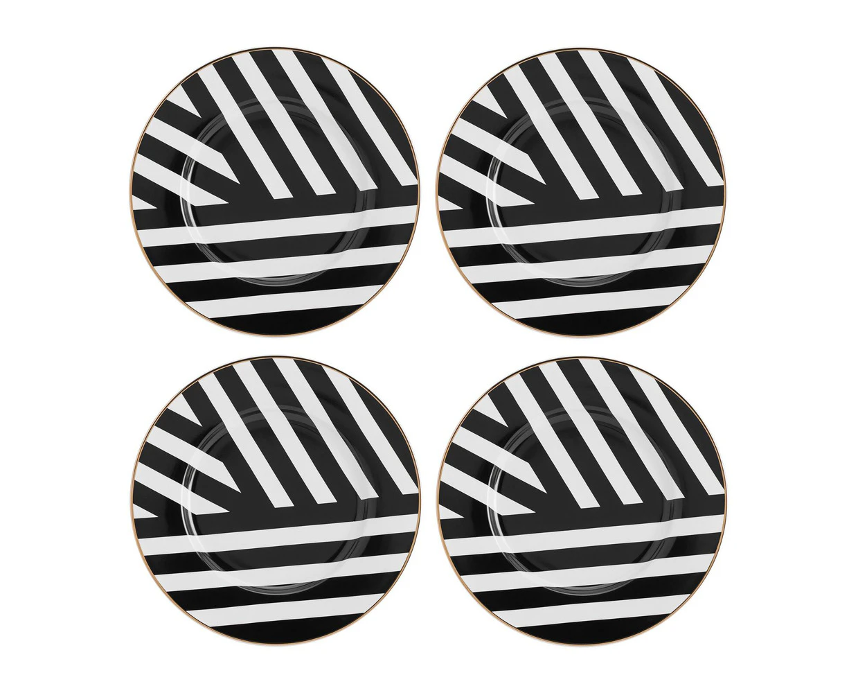 Set of 4 Mikasa 21cm Luxe Deco Side Plates - White/Black