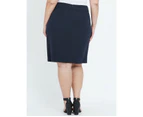 AUTOGRAPH - Plus Size - Womens Skirts - Midi - Winter - Blue - Straight - Work - Navy - Fitted - Two Way Stretch - Knee Length - Fashion - Clothes - Blue