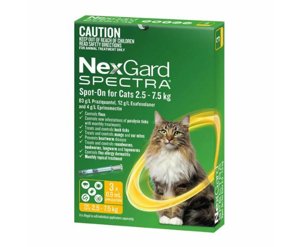 NexGard Spectra Large Cats 2.-7.5kg Yellow 3 pack