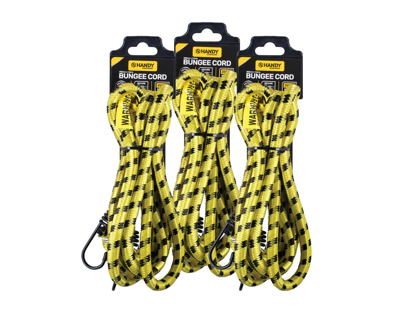 Handy Hardware 6PCE Bungee Cords Secure Strong Hooks Heavy Duty Design 250cm - Black and Yellow