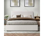 Oikiture Bed Frame King Size Gas Lift Base With Storage White Boucle