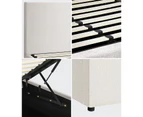 Oikiture Bed Frame Double Size Gas Lift Base With Storage White Boucle