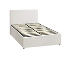 Oikiture Bed Frame King Single Size Gas Lift Base With Storage White Boucle