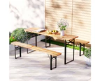 Gardeon 3 PCS Outdoor Furniture Dining Set Lounge Setting Patio Wooden Bench