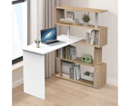 Advwin Computer Desk 180° Rotatable Movable Laptop Table,with Bookshelf Storage Shelves