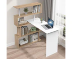 Advwin Computer Desk 180° Rotatable Movable Laptop Table,with Bookshelf Storage Shelves