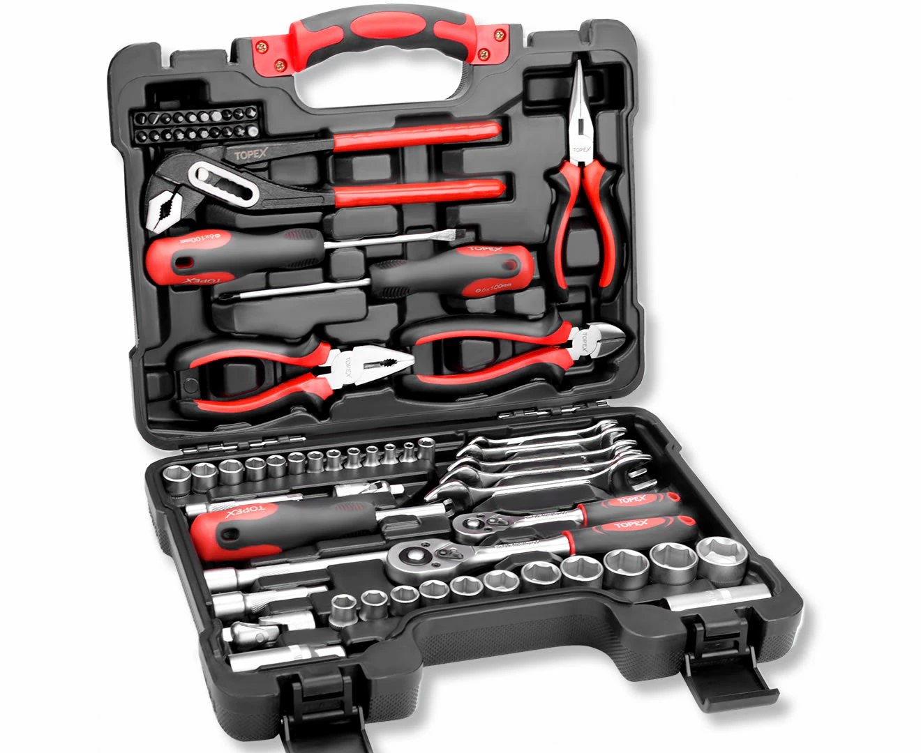 TOPEX 65-Piece Household Hand Tool Set Home Auto Repair Kit Premium Quality