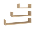 vidaXL Wall Display Shelf 3 pcs Sonoma Oak Engineered Wood