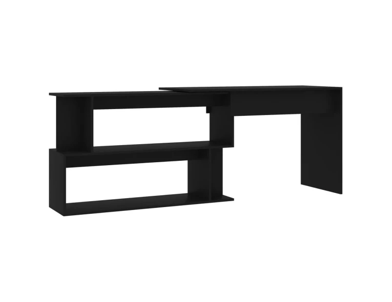 vidaXL Corner Desk Black 200x50x76 cm Engineered Wood