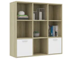 vidaXL Book Cabinet White and Sonoma Oak 98x30x98 cm Engineered Wood