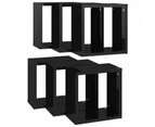 vidaXL Wall Cube Shelves 6 pcs High Gloss Black 26x15x26 cm