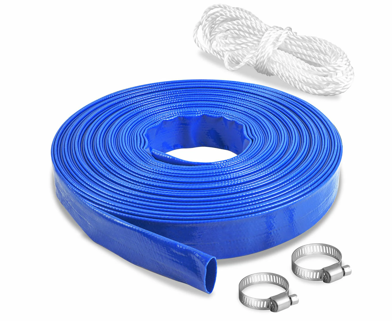 TOPEX 25mm 1" X 50m Submersible water Pump PVC Layflat Hose Kit