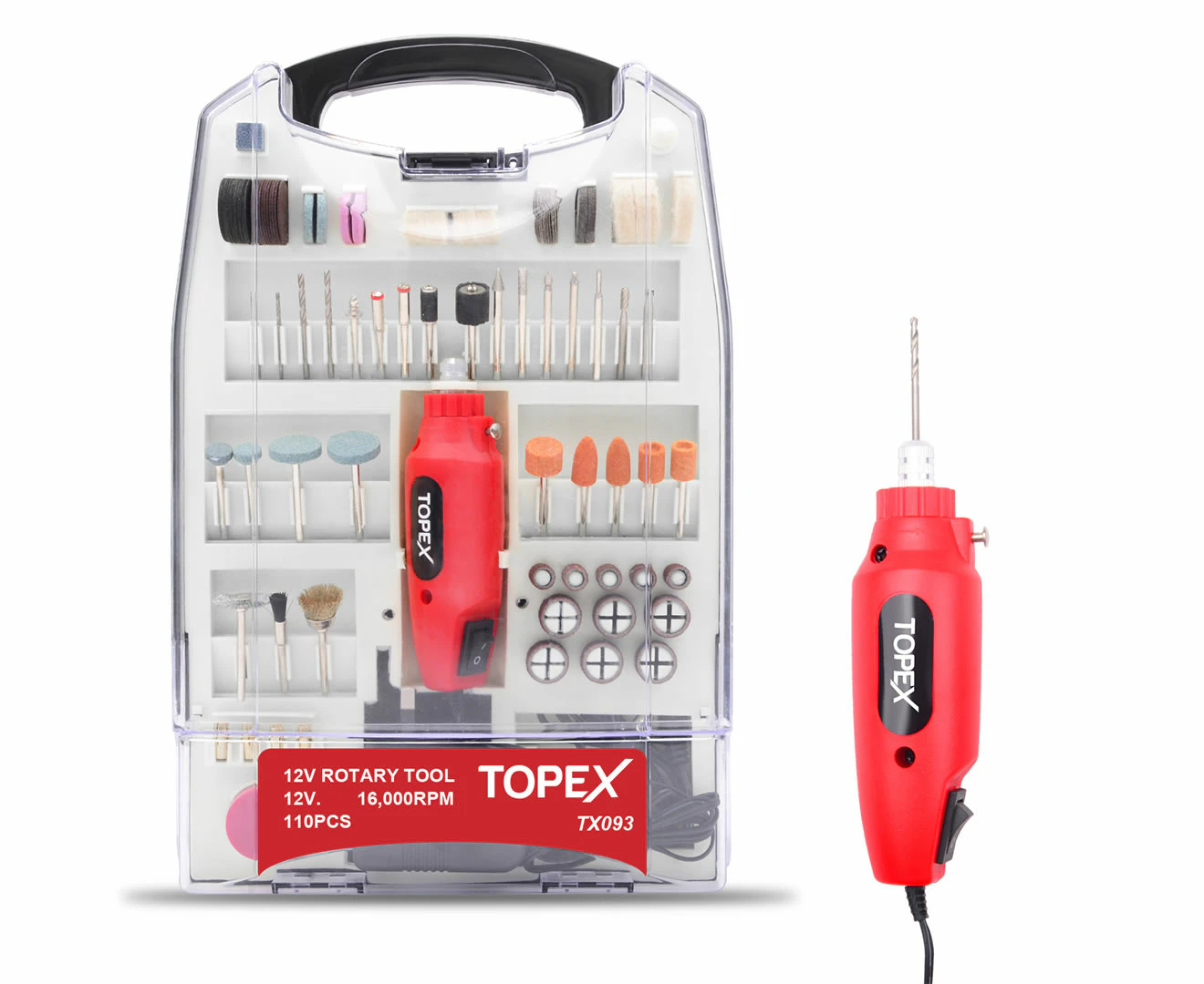 TOPEX 110PCS 12V Mini Corded Rotary Tool