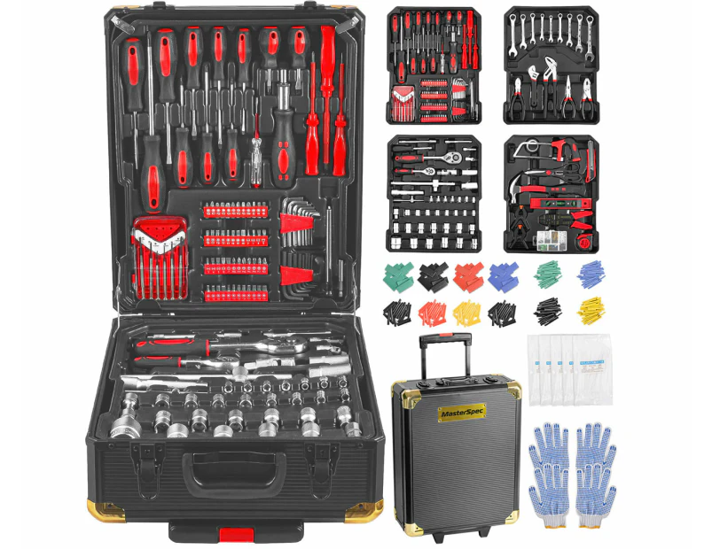 MasterSpec 1180PCS Professional Tool Set Aluminum Case Tool Kits With Rolling Tool Box