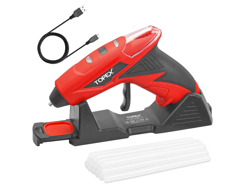 TOPEX 4V Cordless Hot Glue Gun w/ 15Pcs Premium Glue Sticks