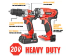 TOPEX 20V Cordless Combo Kit Hammer Drill & Impact Driver w/ Fast Charger