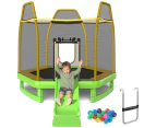 Costway 3in1 7FT Round Trampoline Kids Bouncer Jumping Rebounder Indoor Outdoor w/Slide Ladder 20 Ocean Balls