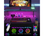 Advwin L Shaped Gaming Desk with RGB LED Lights & Power Outlets Computer Desk with Monitor Stand Corner Desk Study Table with Hook Black