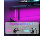 Advwin L Shaped Gaming Desk with RGB LED Lights & Power Outlets Computer Desk with Monitor Stand Corner Desk Study Table with Hook Black