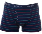 Bonds Microfibre Guyfront Trunk Mens Underwear Trunks Navy/Red/Aqua Stripes Elastane/Polyester - Navy/Red/Aqua Stripes