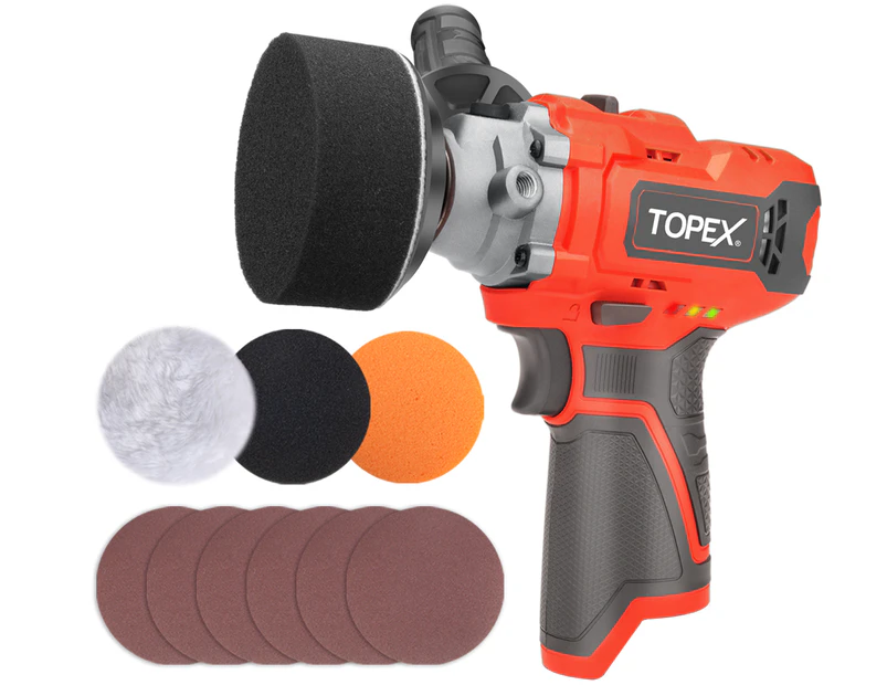 TOPEX 12V Cordless Polisher 3" Mini Car Detailing Buffer & Sander Skin Only without Battery