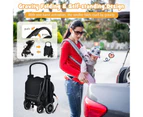 Giantex Folding Infant Stoller Portable Baby Stroller w/ Adjustable Canopy Self-Standing Gravity Folding Design Black