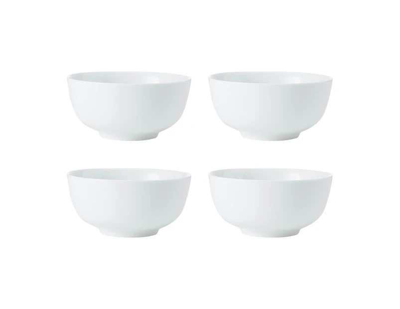 4pc Mikasa Chalk Kitchen Porcelain Cereal Bowl Tableware Dining Set, 14cm, White