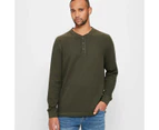 Target Waffle Henley Top - Green