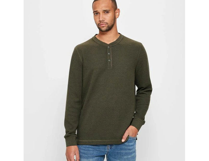 Target Waffle Henley Top - Green