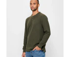 Target Waffle Henley Top - Green