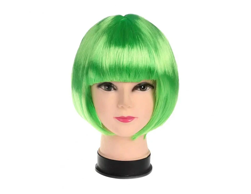 Natural Appearance Wig Vibrant Short Straight Wig for Women with Bangs Heat Resistant Synthetic Hair for Costume Parties Girls - Green