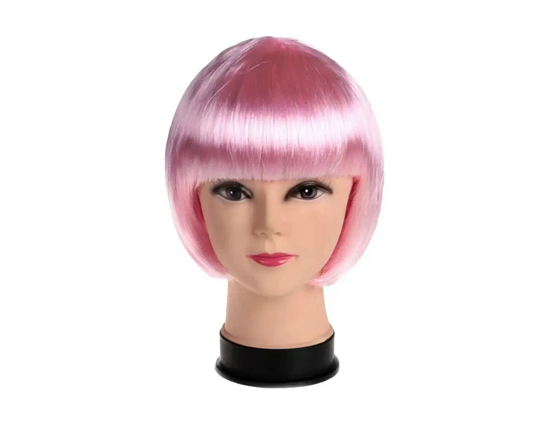 Natural Appearance Wig Vibrant Short Straight Wig for Women with Bangs Heat Resistant Synthetic Hair for Costume Parties Girls - Pink