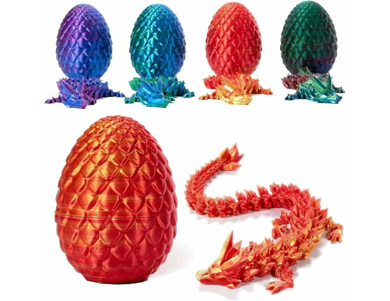 Easter Basket Stuffers, 3D Printed Dragon Surprise Egg Toy, Executive Dragon Fidget Toys Decorative Easter Egg Fillers- Red