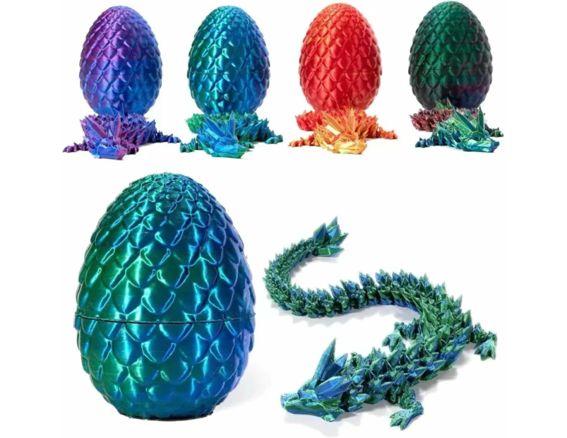 Easter Basket Stuffers, 3D Printed Dragon Surprise Egg Toy, Executive Dragon Fidget Toys Decorative Easter Egg Fillers- Blue&Green